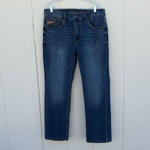 Cody James Core Blue Denim Jeans 5 Pockets Leather Patch on Back Mens Size 36X30